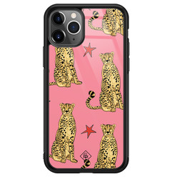 Casimoda iPhone 11 Pro Max glazen hardcase - The pink leopard