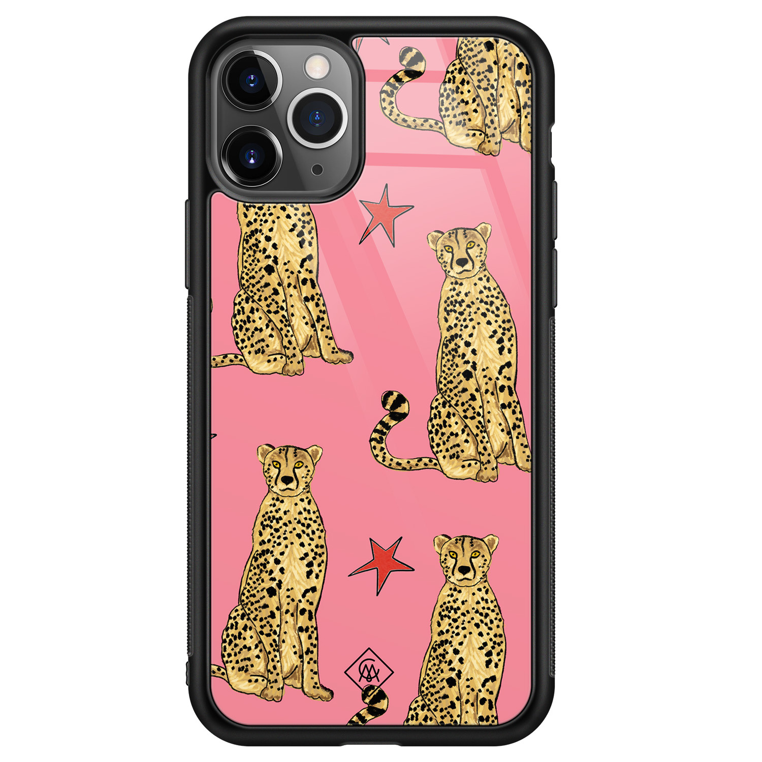 iPhone 11 Pro Max glazen hardcase - The pink leopard