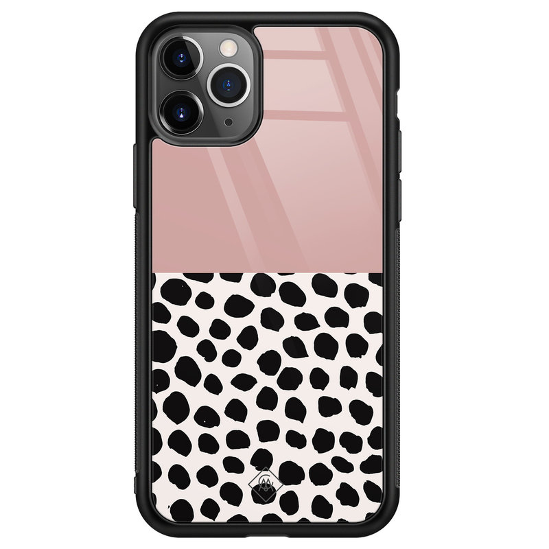 Casimoda iPhone 11 Pro Max glazen hardcase - Pink dots