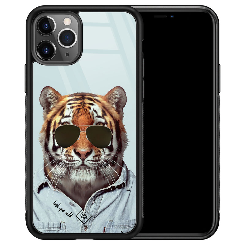 Casimoda iPhone 11 Pro Max glazen hardcase - Tijger wild