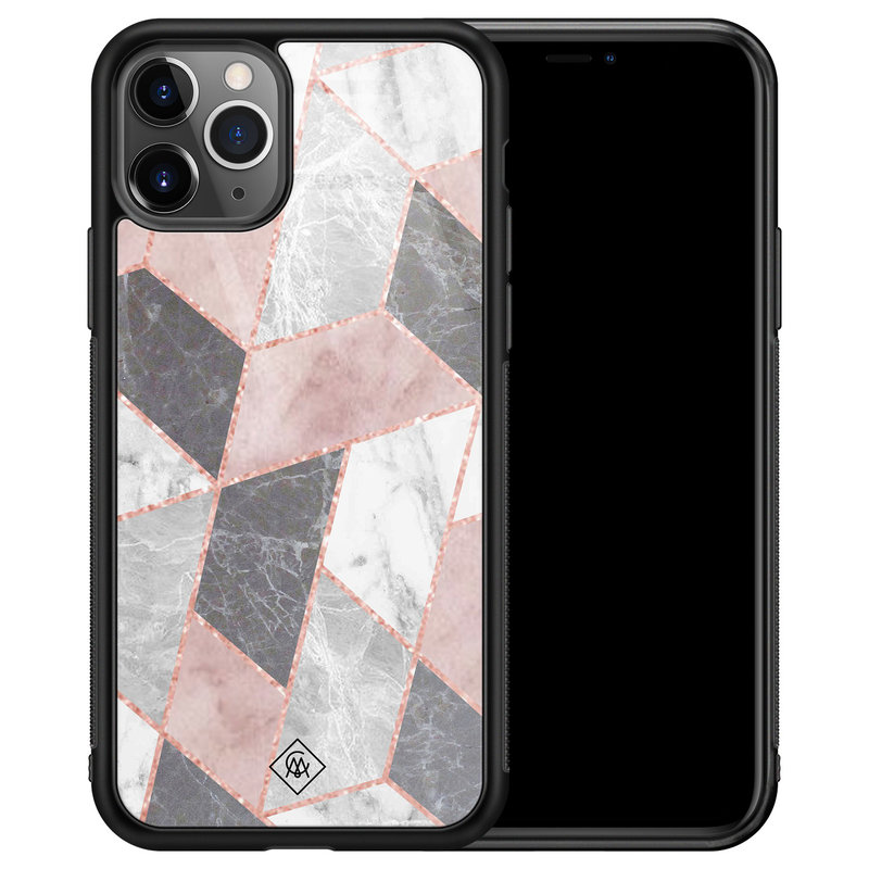 Casimoda iPhone 11 Pro Max glazen hardcase - Stone grid