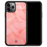 Casimoda iPhone 11 Pro Max glazen hardcase - Marmer roze