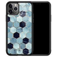 Casimoda iPhone 11 Pro Max glazen hardcase - Blue cubes