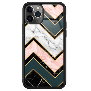 Casimoda iPhone 11 Pro Max glazen hardcase - Marmer triangles
