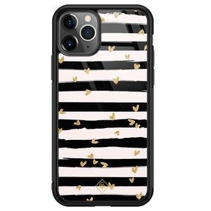 Casimoda iPhone 11 Pro Max glazen hardcase - Hart streepjes