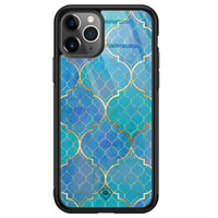 Casimoda iPhone 11 Pro Max glazen hardcase - Geometrisch blauw