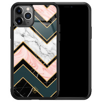 Casimoda iPhone 11 Pro Max glazen hardcase - Marmer triangles