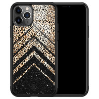 Casimoda iPhone 11 Pro Max glazen hardcase - Chevron luipaard