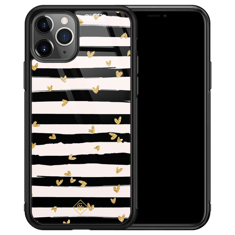 Casimoda iPhone 11 Pro Max glazen hardcase - Hart streepjes