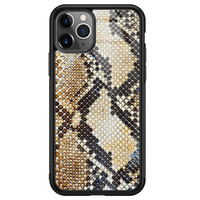 Casimoda iPhone 11 Pro Max glazen hardcase - Golden snake