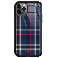 Casimoda iPhone 11 Pro Max glazen hardcase - Tartan blauw