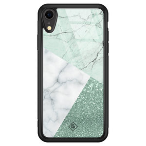 Casimoda iPhone XR glazen hardcase - Minty marmer collage