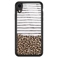 Casimoda iPhone XR glazen hardcase - Leopard lines