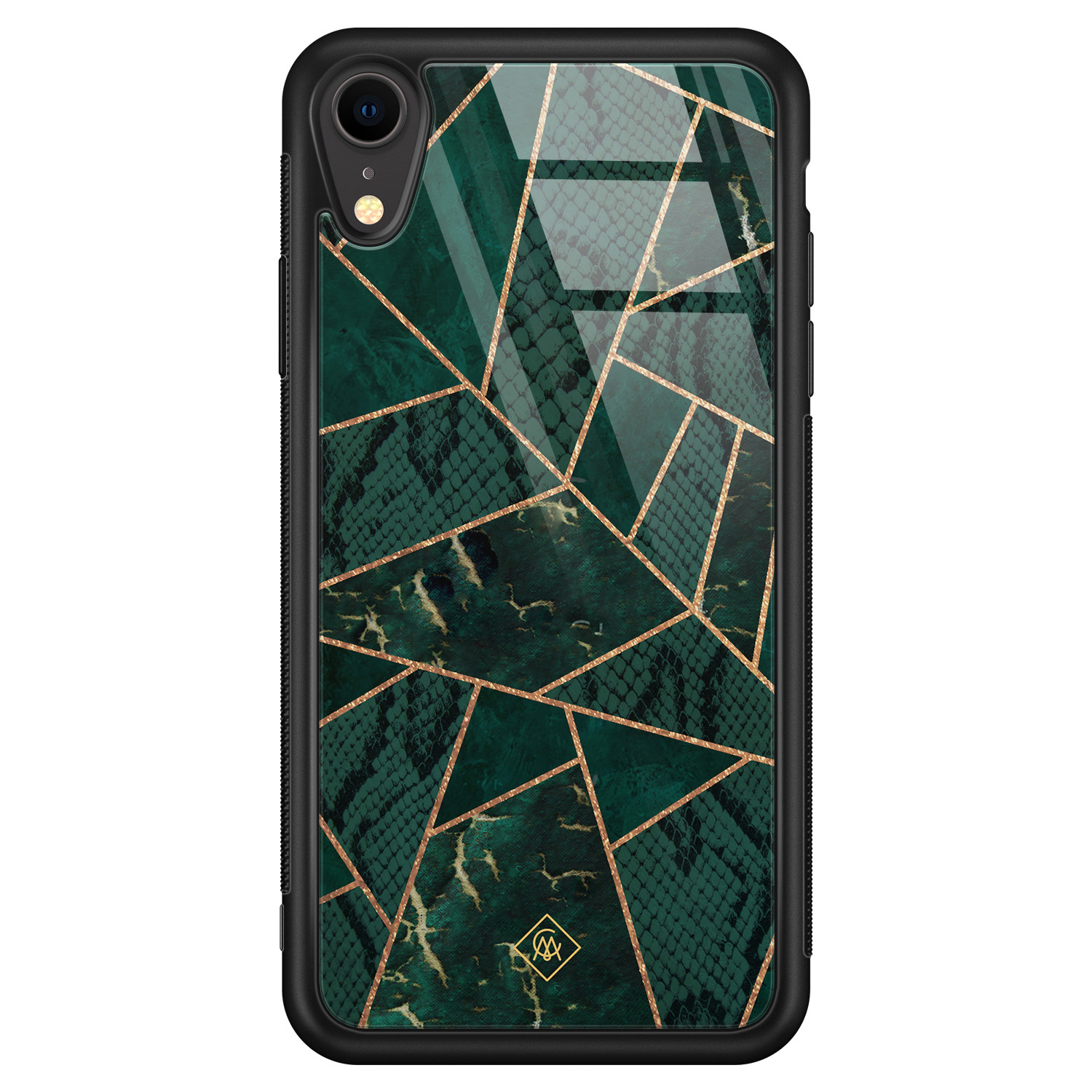 iPhone XR glazen hardcase Abstract groen