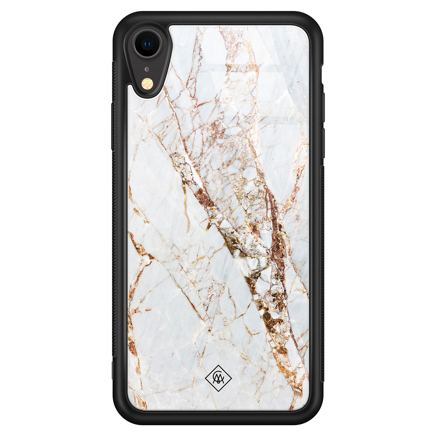 iPhone XR glazen hardcase Marmer goud
