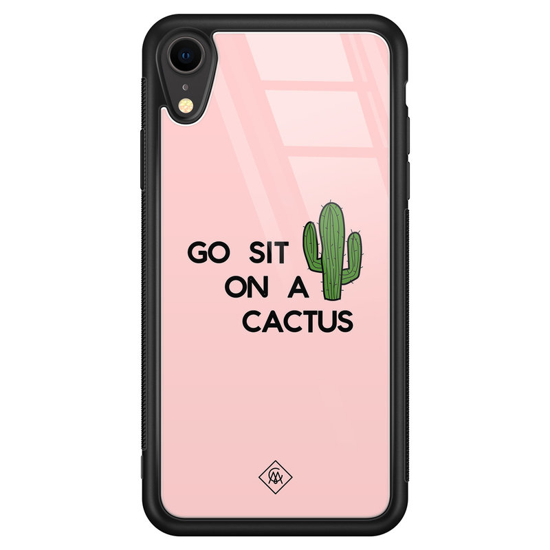 Casimoda iPhone XR glazen hardcase - Go sit on a cactus