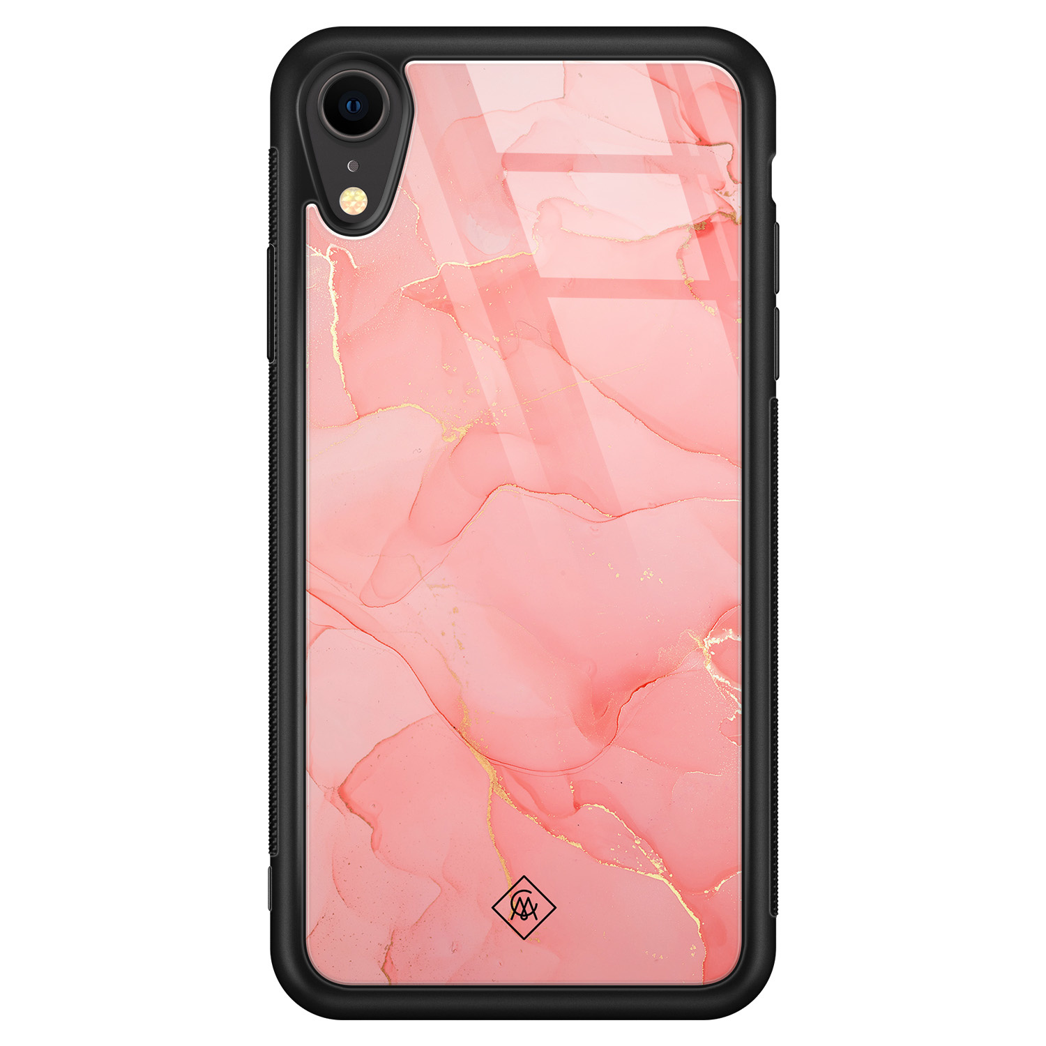 iPhone XR glazen hardcase Marmer roze