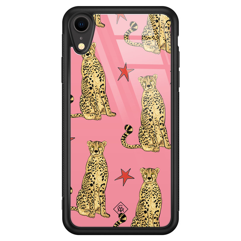 Casimoda iPhone XR glazen hardcase - The pink leopard