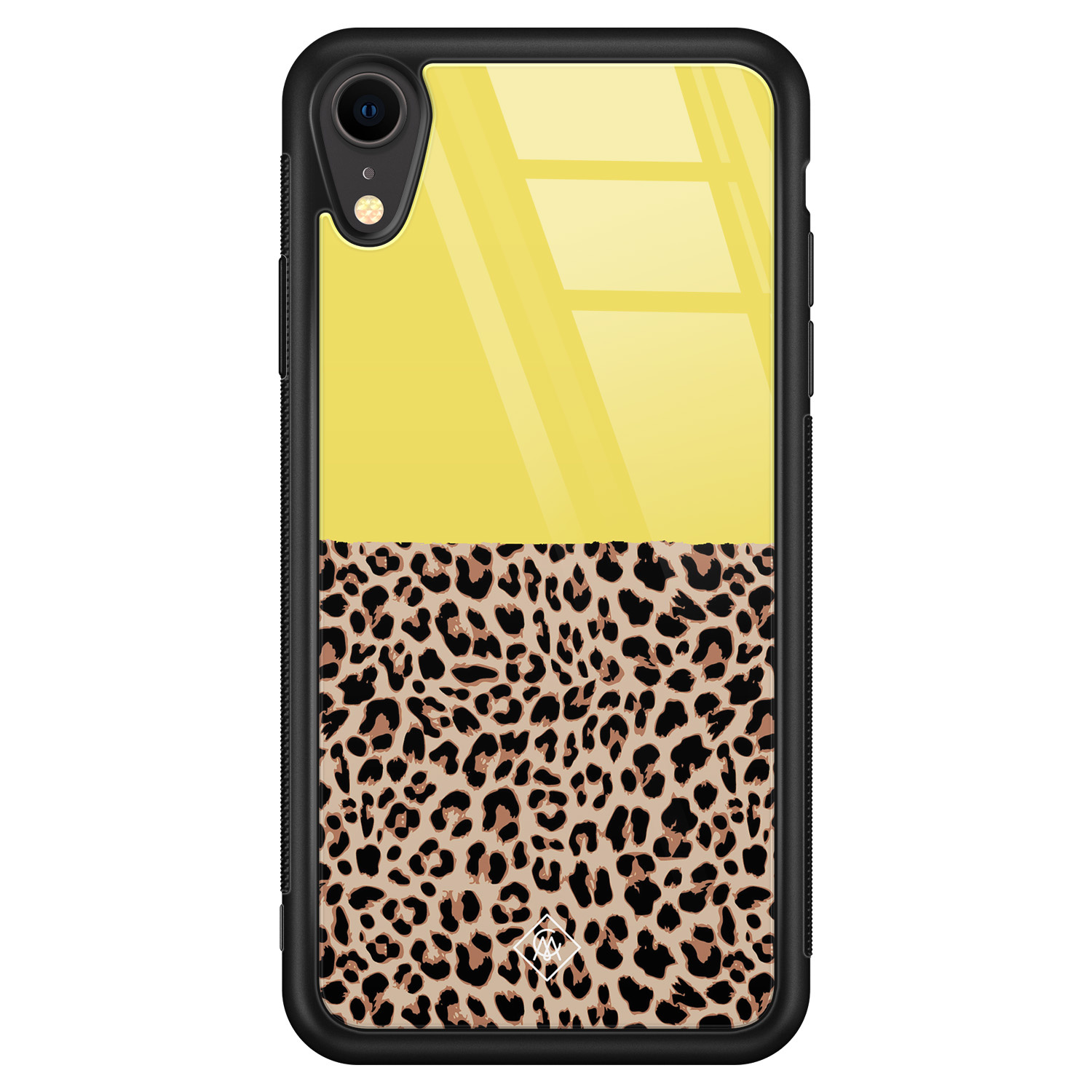 iPhone XR glazen hardcase Luipaard geel