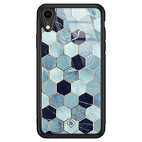 Casimoda iPhone XR glazen hardcase - Blue cubes