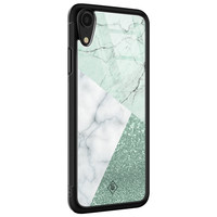 Casimoda iPhone XR glazen hardcase - Minty marmer collage