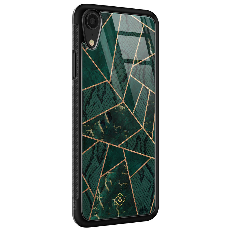 Casimoda iPhone XR glazen hardcase - Abstract groen