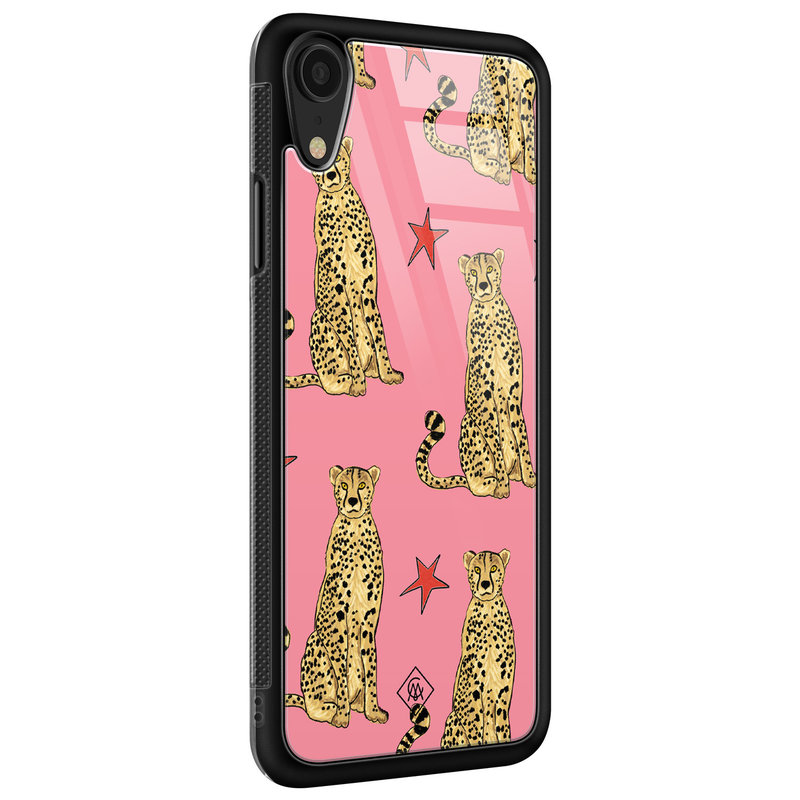 Casimoda iPhone XR glazen hardcase - The pink leopard