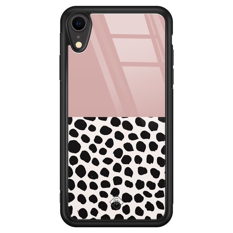 Casimoda iPhone XR glazen hardcase - Pink dots