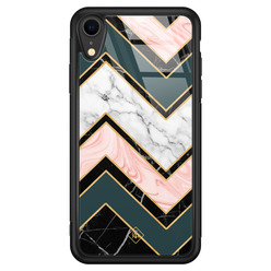 Casimoda iPhone XR glazen hardcase - Marmer triangles
