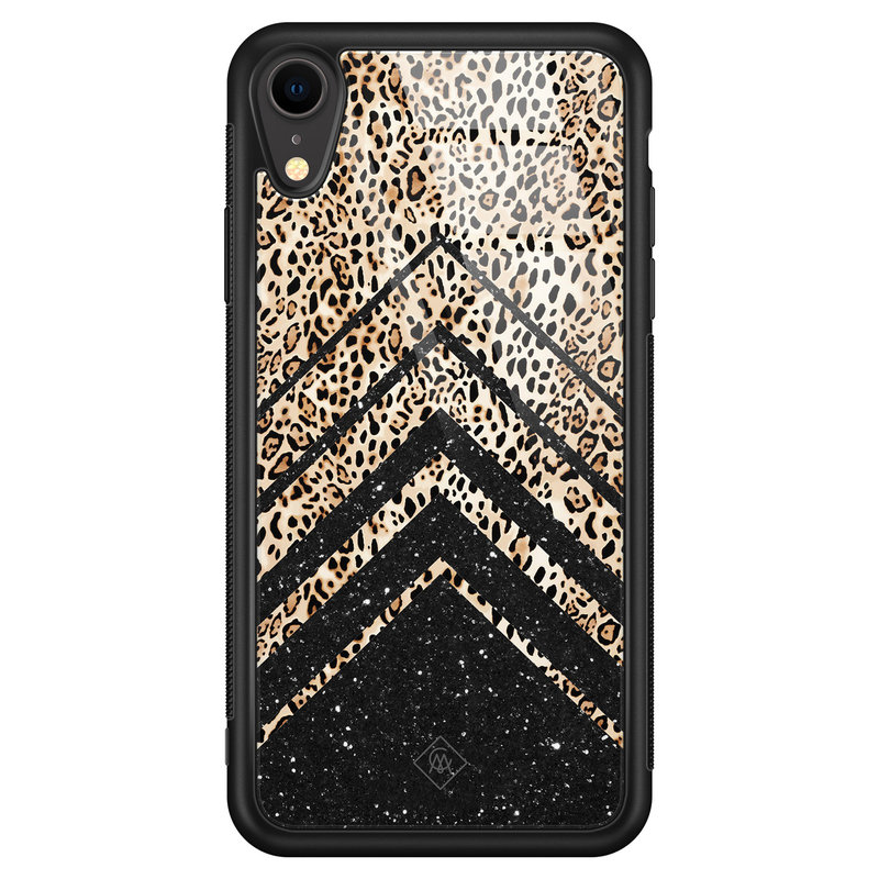 Casimoda iPhone XR glazen hardcase - Chevron luipaard