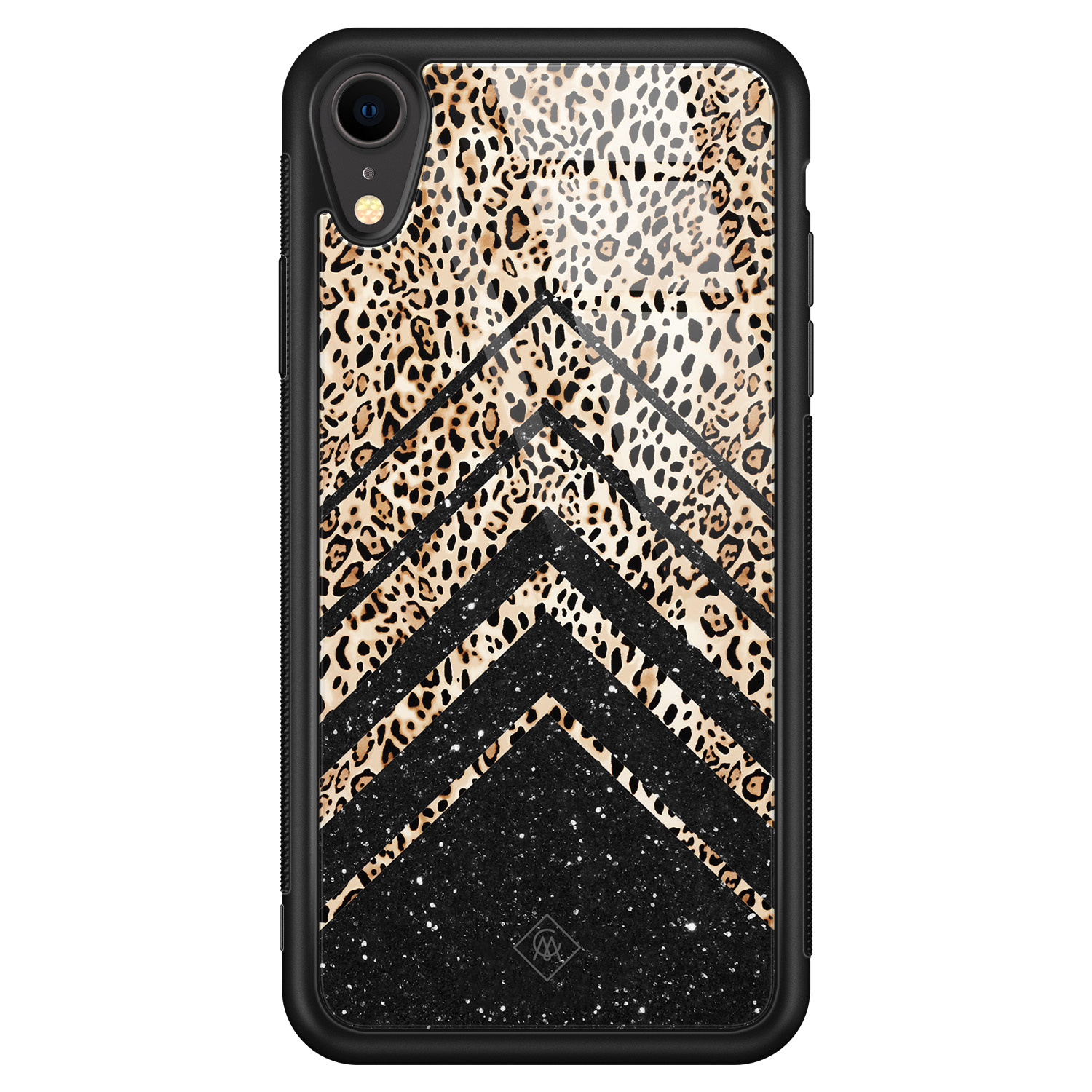 iPhone XR glazen hardcase Chevron luipaard