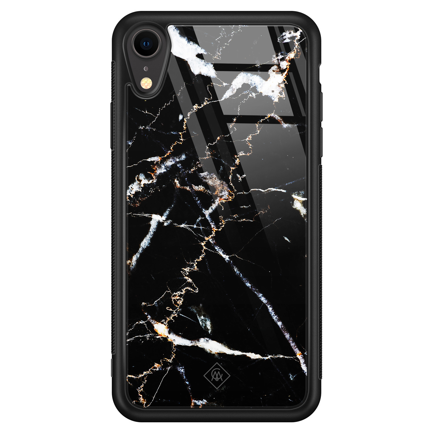 iPhone XR glazen hardcase Marmer zwart