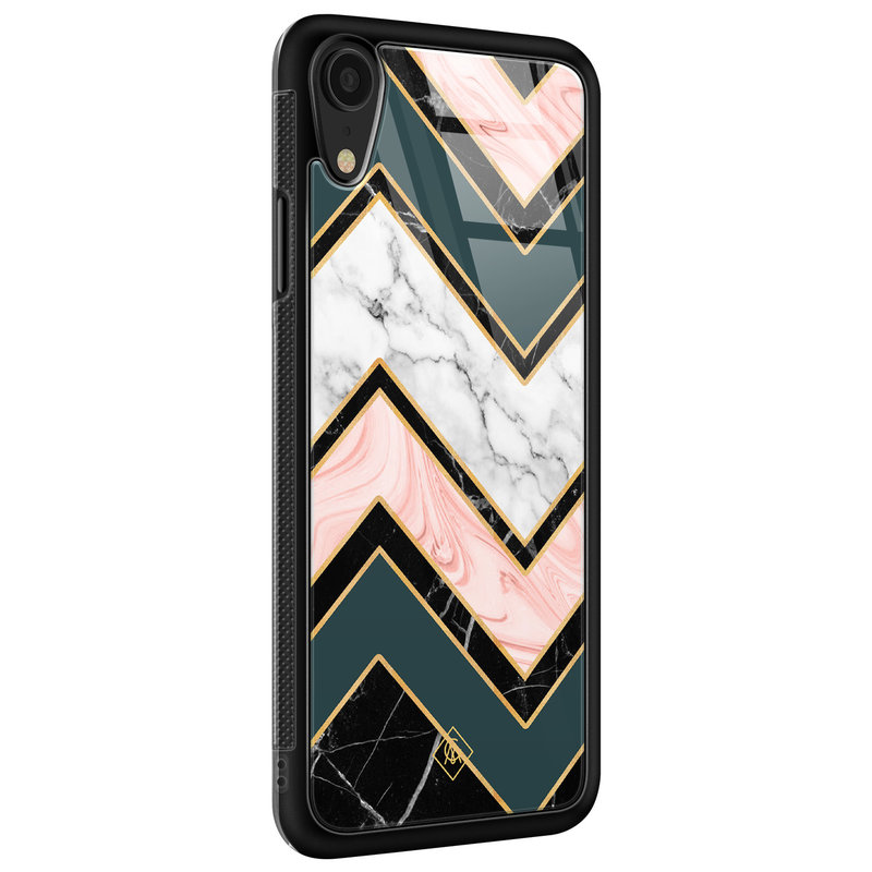 Casimoda iPhone XR glazen hardcase - Marmer triangles