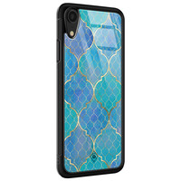 Casimoda iPhone XR glazen hardcase - Geometrisch blauw