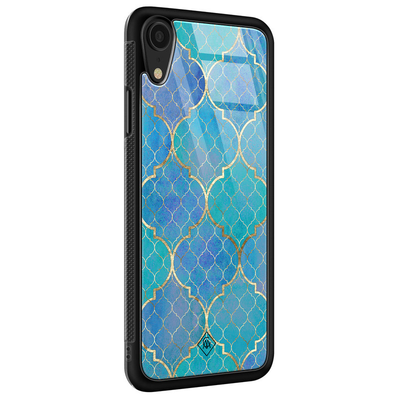 Casimoda iPhone XR glazen hardcase - Geometrisch blauw