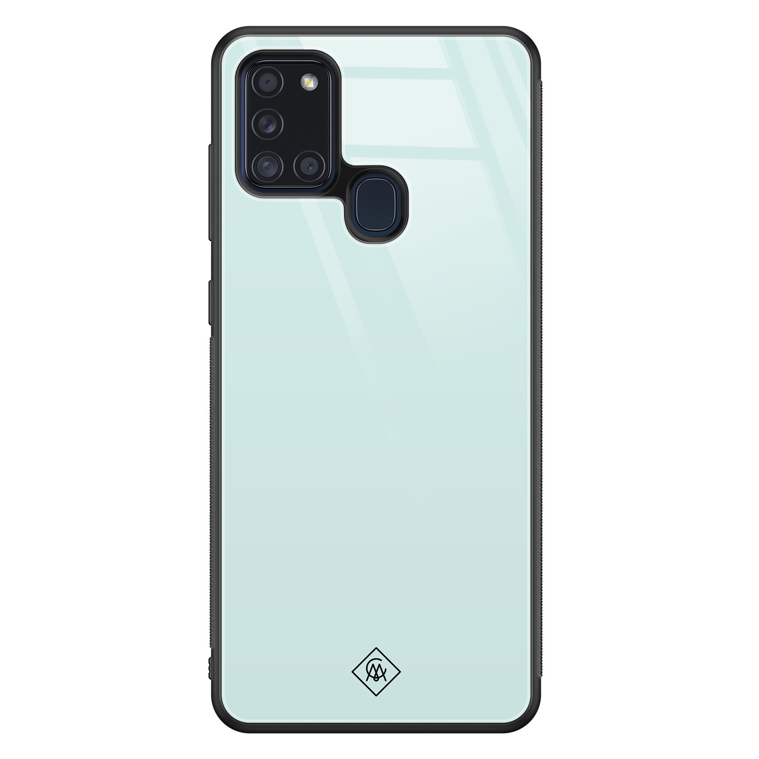 Samsung Galaxy A21s glazen hardcase Pastel blauw