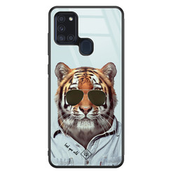 Casimoda Samsung Galaxy A21s glazen hardcase - Tijger wild