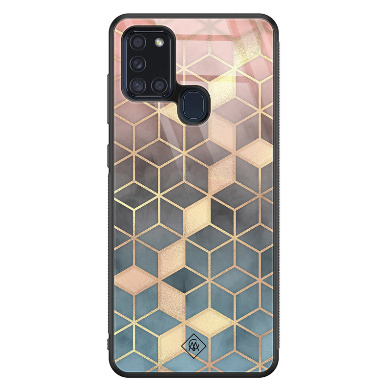 Casimoda Samsung Galaxy A21s glazen hardcase - Cubes art