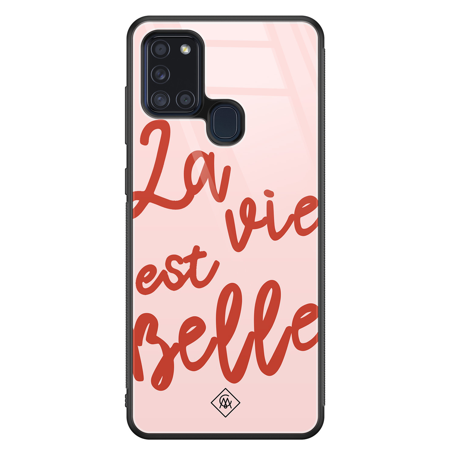Samsung Galaxy A21s glazen hardcase La vie est belle