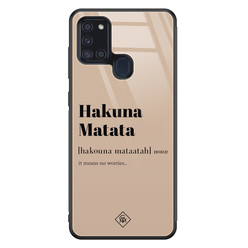 Casimoda Samsung Galaxy A21s glazen hardcase - Hakuna Matata