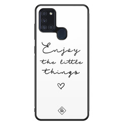 Casimoda Samsung Galaxy A21s glazen hardcase - Enjoy life