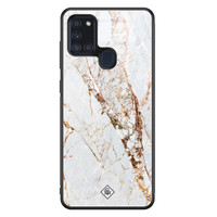 Casimoda Samsung Galaxy A21s glazen hardcase - Marmer goud