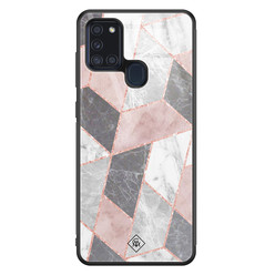 Casimoda Samsung Galaxy A21s glazen hardcase - Stone grid