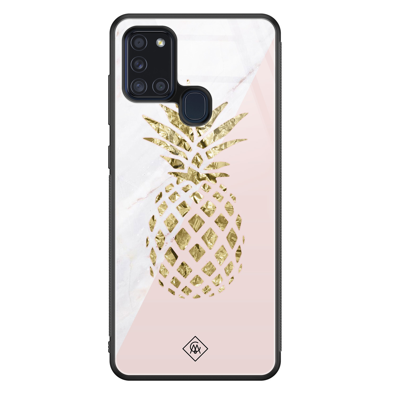 Samsung Galaxy A21s glazen hardcase Ananas