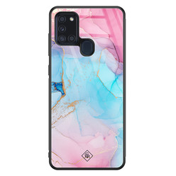 Casimoda Samsung Galaxy A21s glazen hardcase - Marble colorbomb