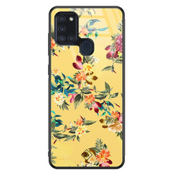 Casimoda Samsung Galaxy A21s glazen hardcase - Florals for days