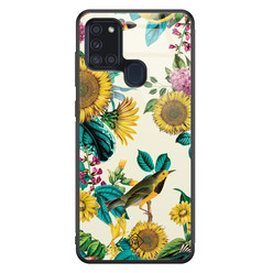 Casimoda Samsung Galaxy A21s glazen hardcase - Sunflowers