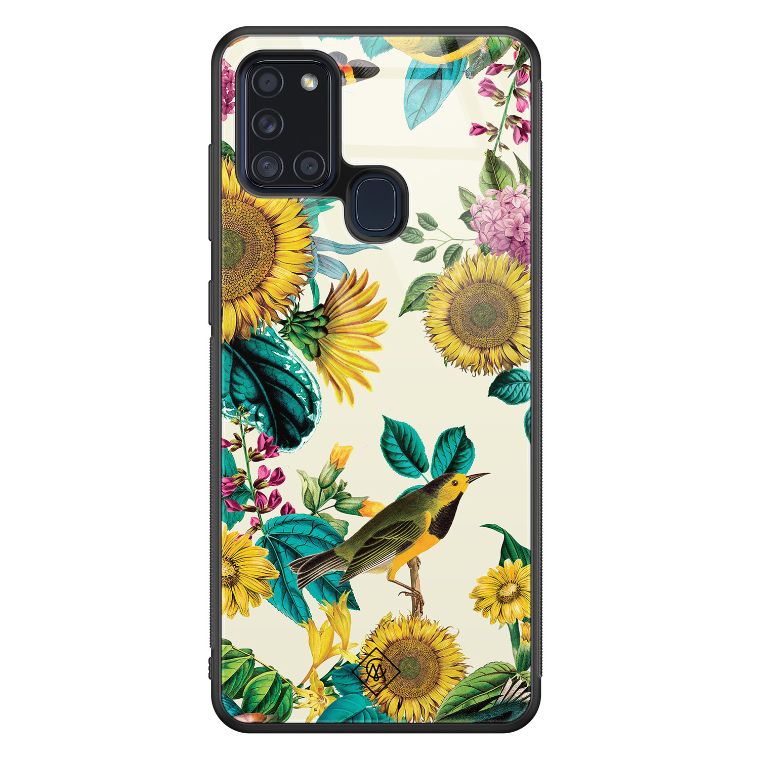 Samsung Galaxy A21s glazen hardcase Sunflowers