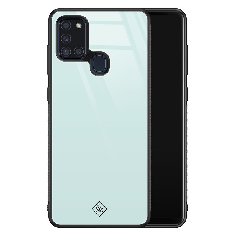 Casimoda Samsung Galaxy A21s glazen hardcase - Pastel blauw