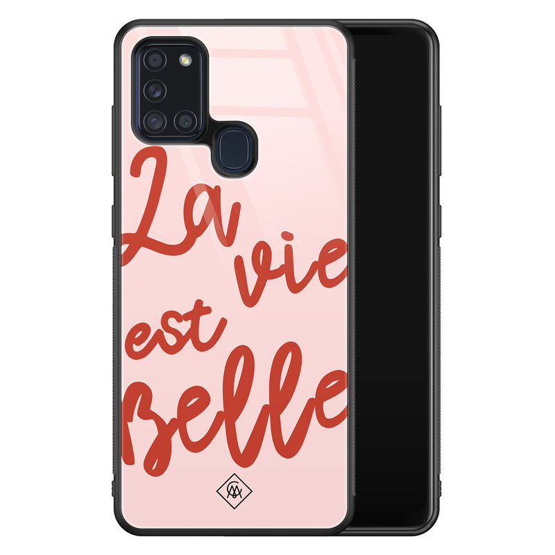 Casimoda Samsung Galaxy A21s glazen hardcase - La vie est belle